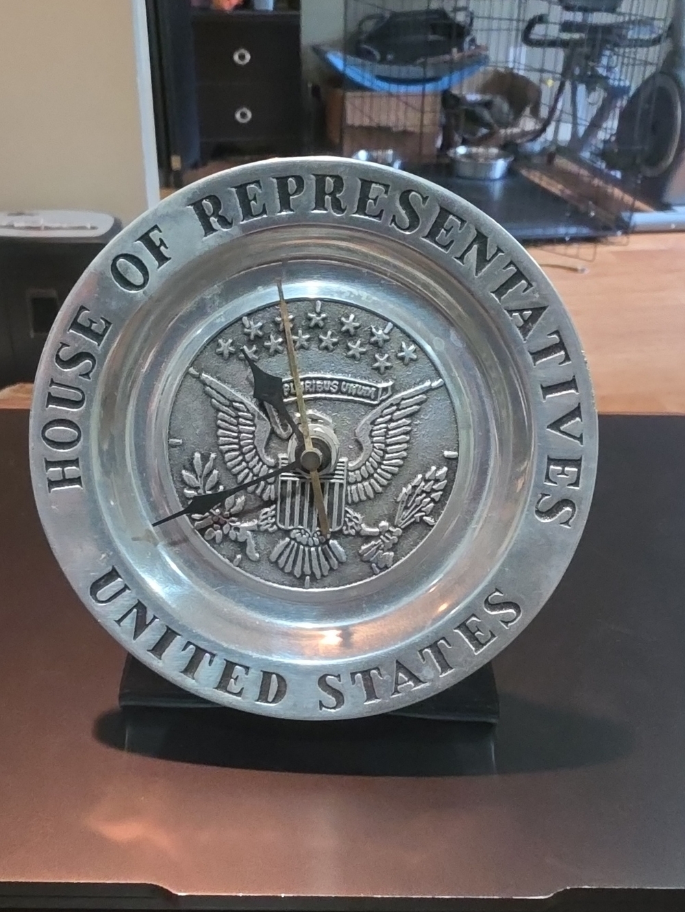 House of Representatives United States Pewter Desk Clock - Silver